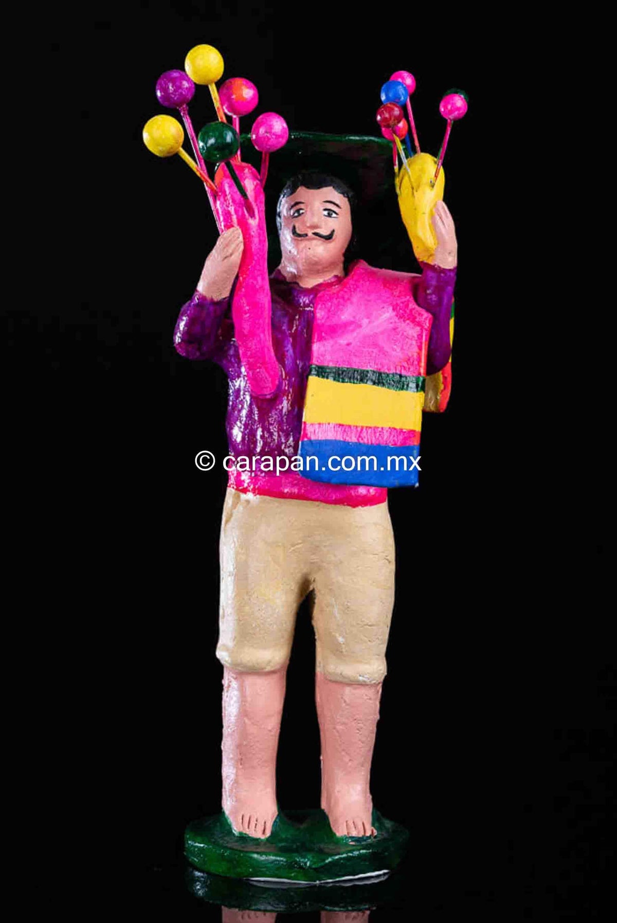 Balloon Seller Clay Figure by Metepec Pottery Master Alfonso Soteno