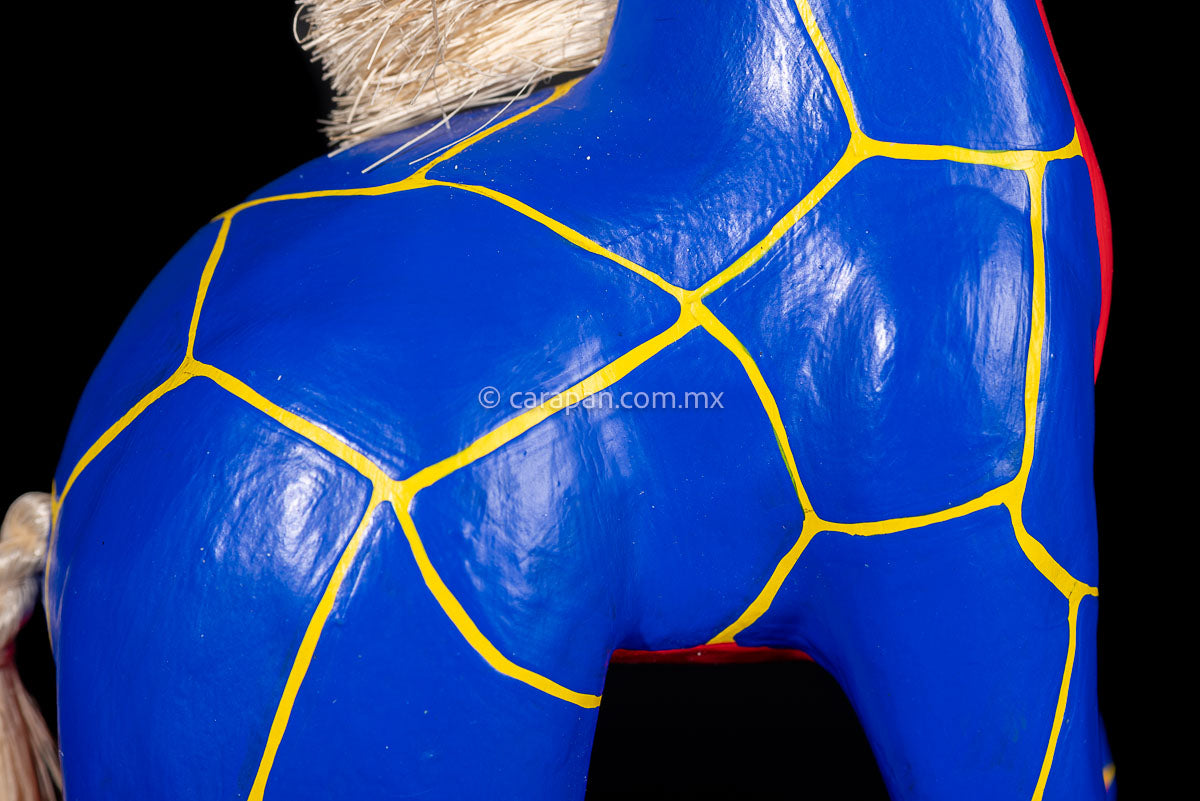 Blue & Yellow Giraffe Alebrije Wood Carving  patches