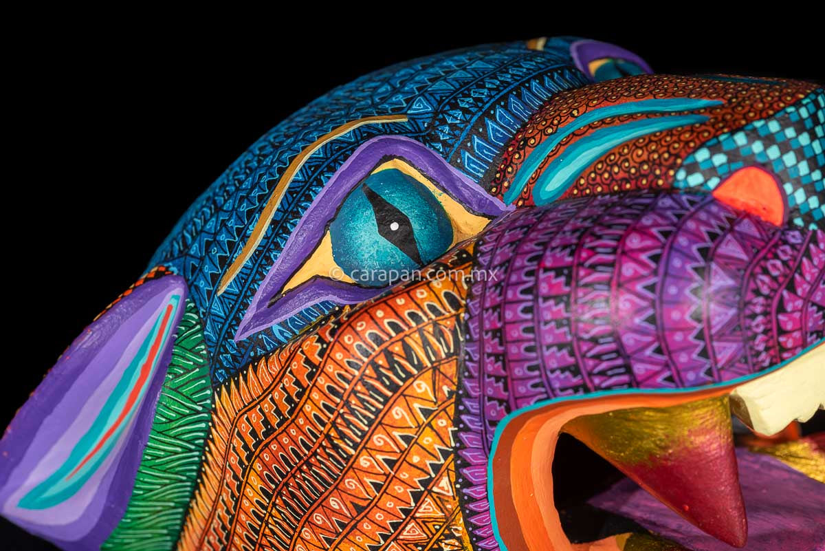 Jaguar head Oaxacan wood carving Medium Size
