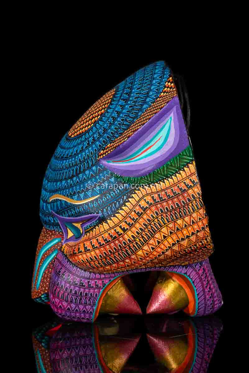 Jaguar head Oaxacan wood carving Medium Size