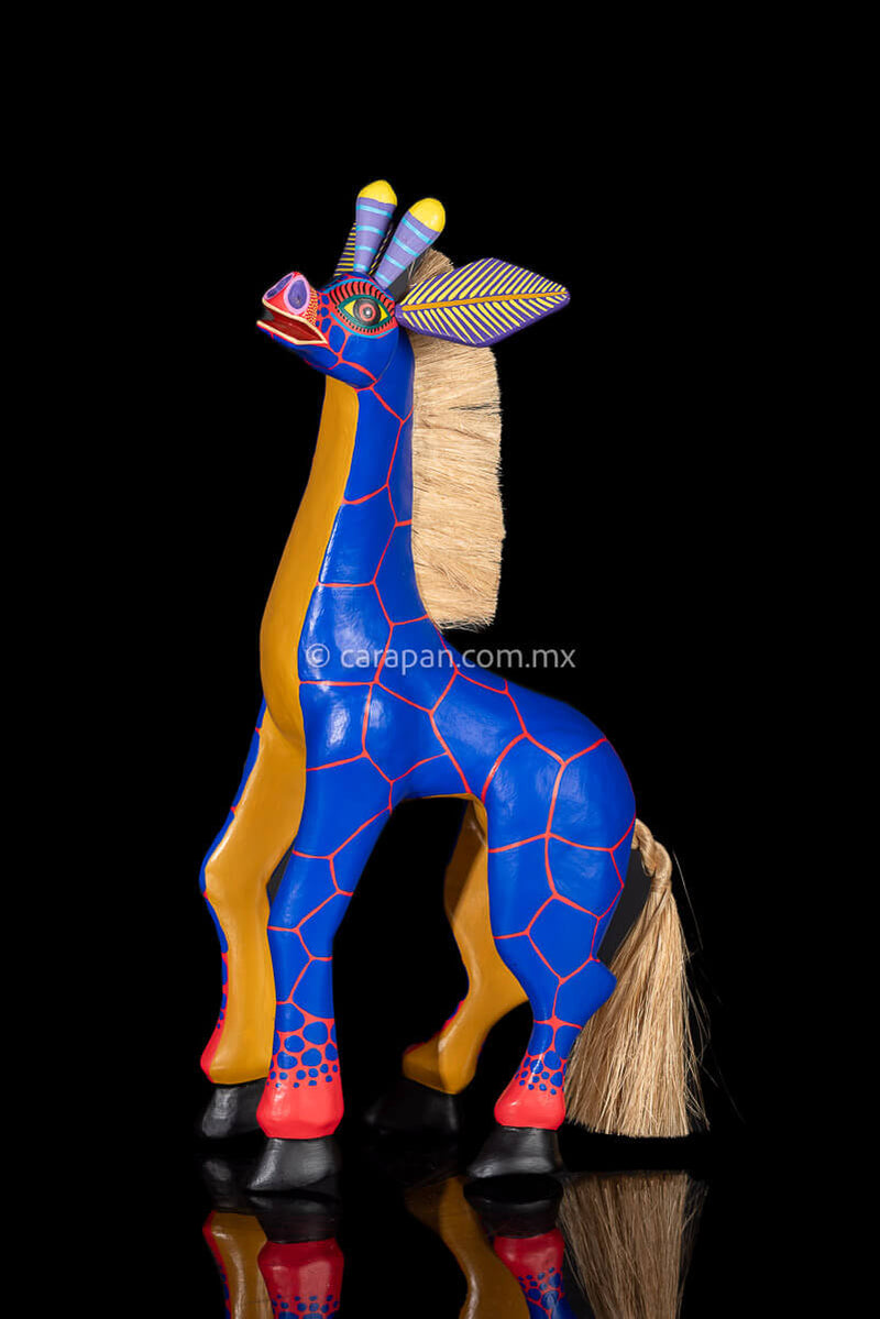 Mexican Giraffe Wooden Sculpture Alebrije from Oaxaca