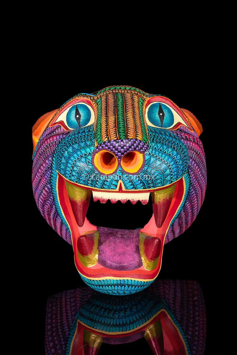 Jaguar Head Alebrije Oaxacan Wood Carving