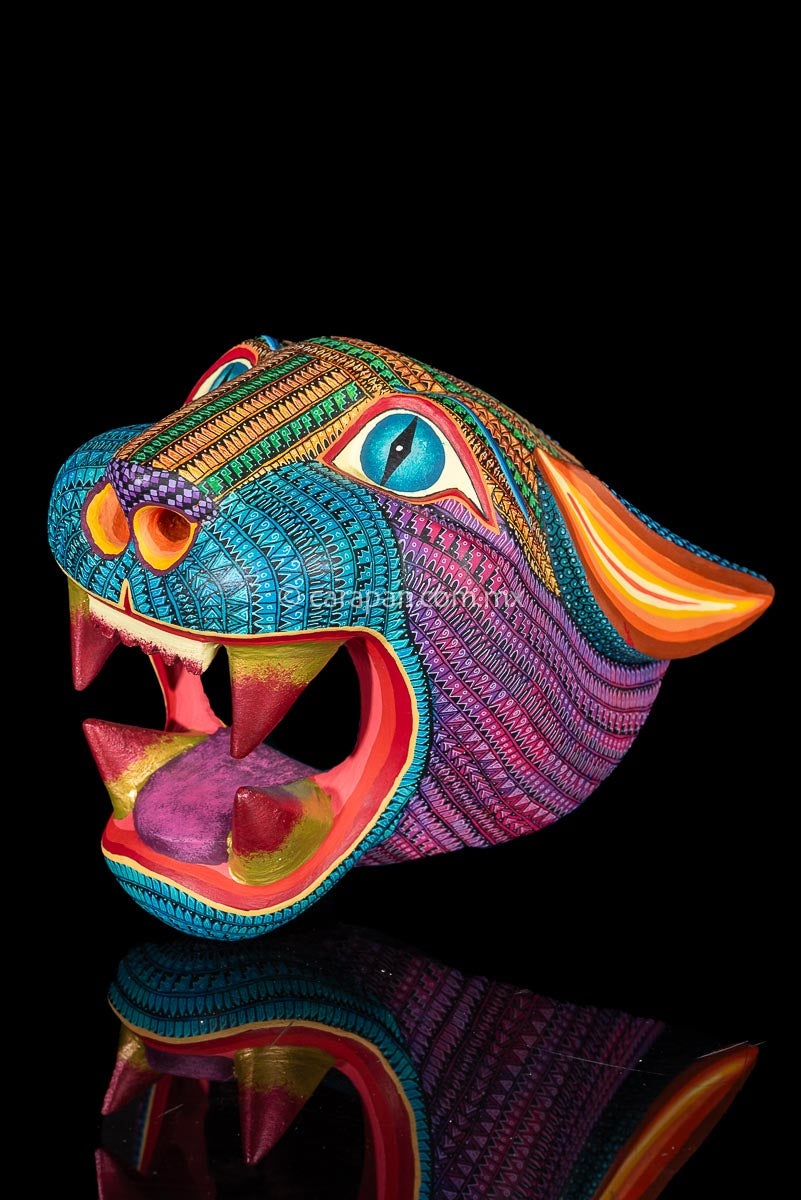 Jaguar Head Alebrije Oaxacan Wood Carving