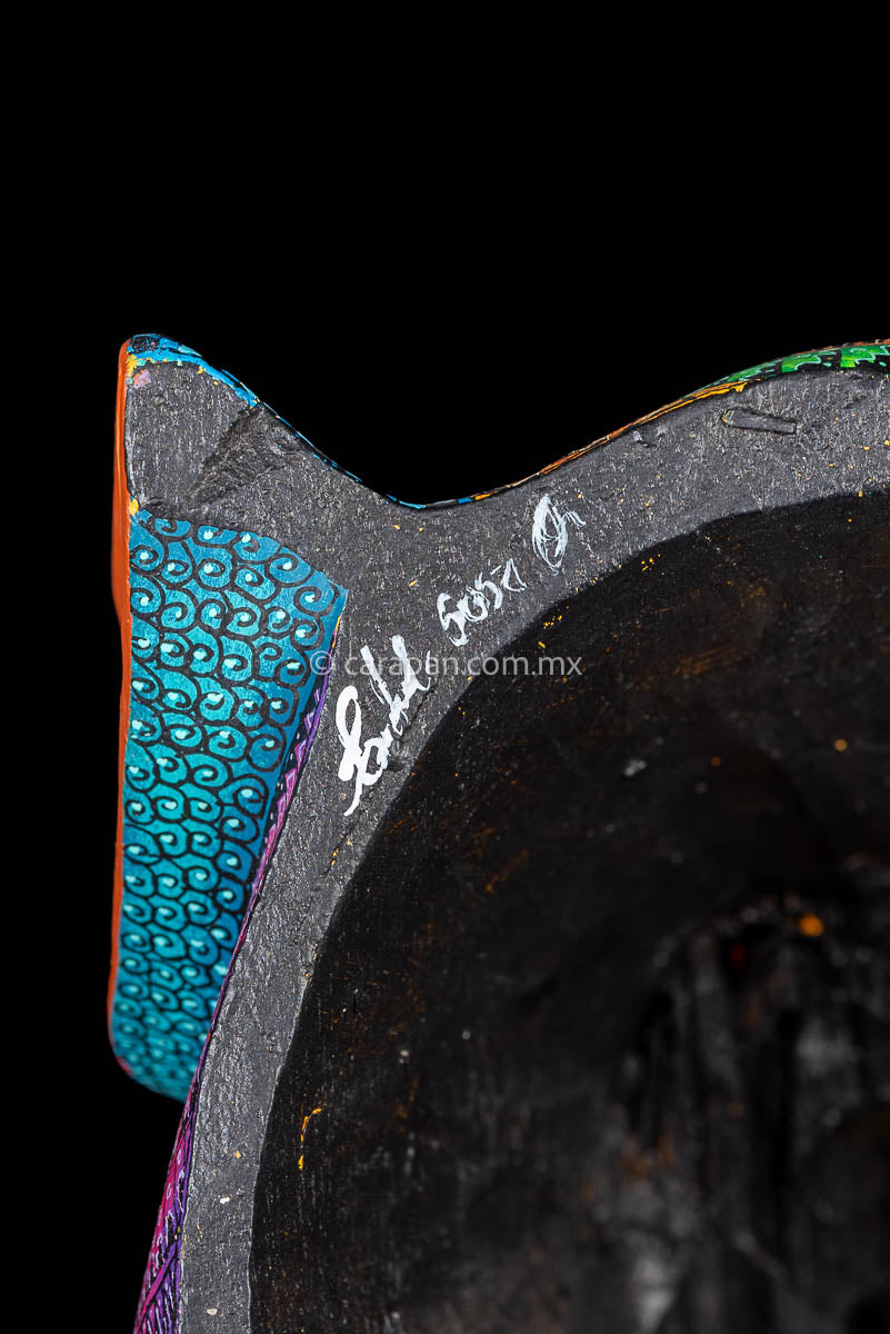 Jaguar Head Alebrije Oaxacan Wood Carving Signature
