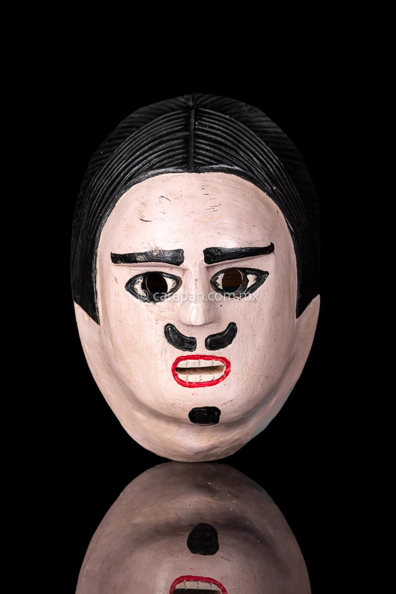 Vintage Mexican Mask of Male Character with Moustache