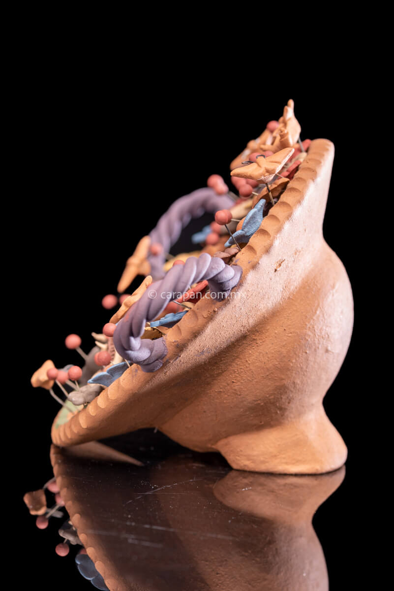 Miniature Nativity Set of Holly Family with St. Gabriel Archangel surrounded by butterflies & Flowers Side.