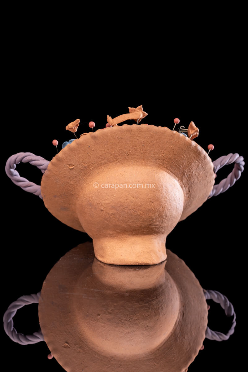 Miniature Nativity Set of Holly Family with St. Gabriel Archangel surrounded by butterflies & Flowers.