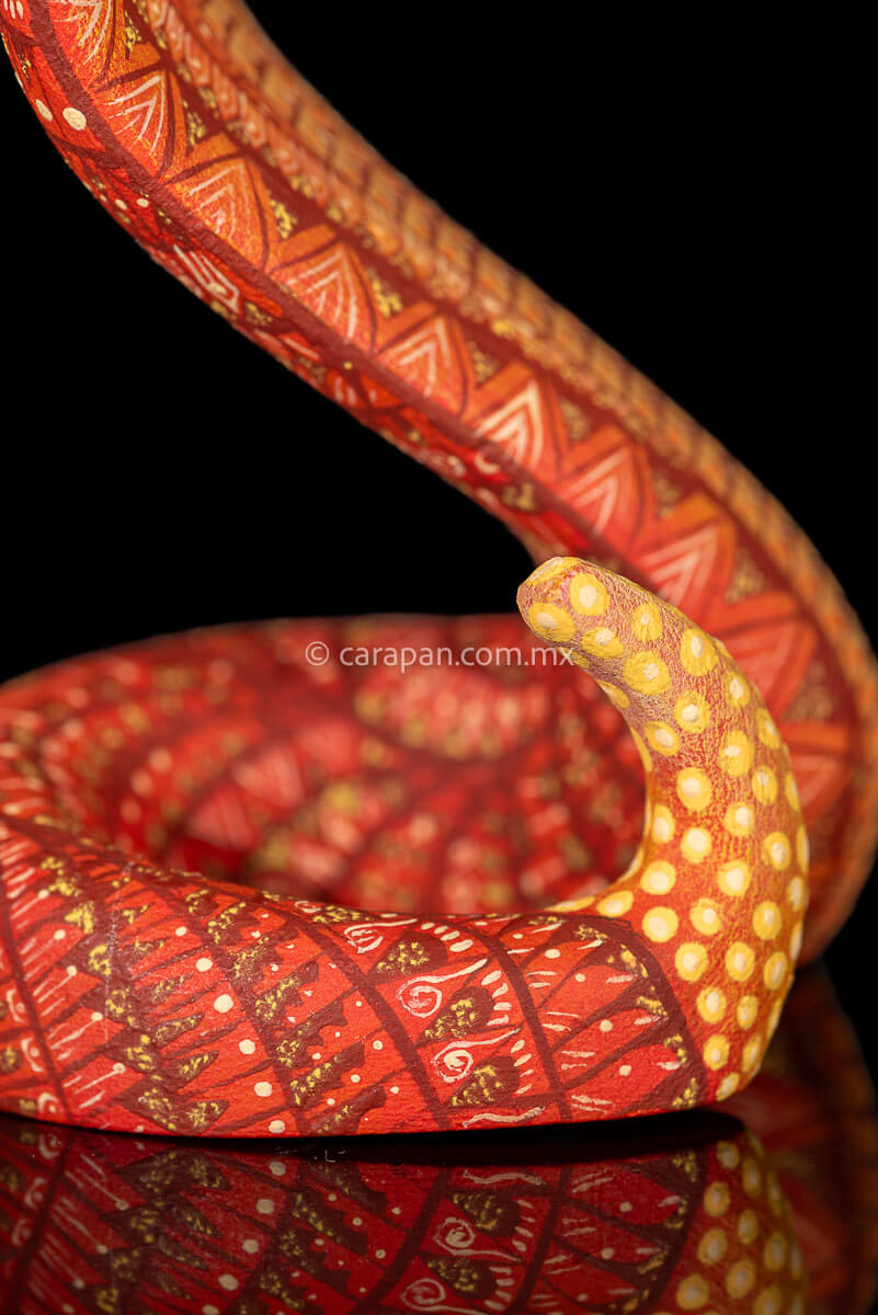 Small Orange Cobra Mexican Wood Carving Alebrije
