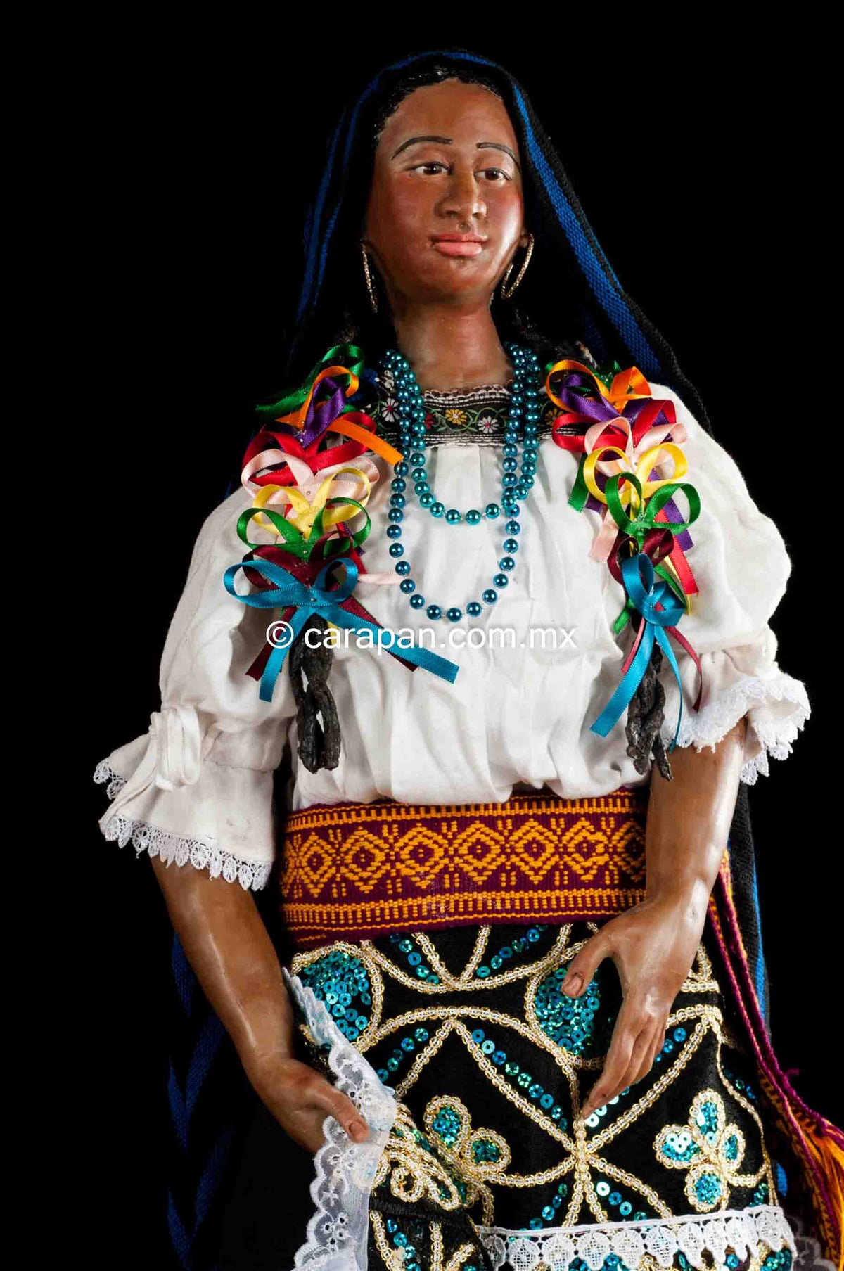 Mexican Wax Sculpture of Purepecha Indigenous Woman