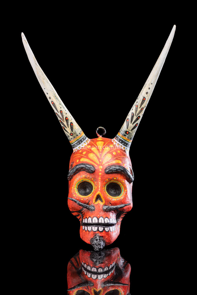 Paper Mache devil style Skull with Horns