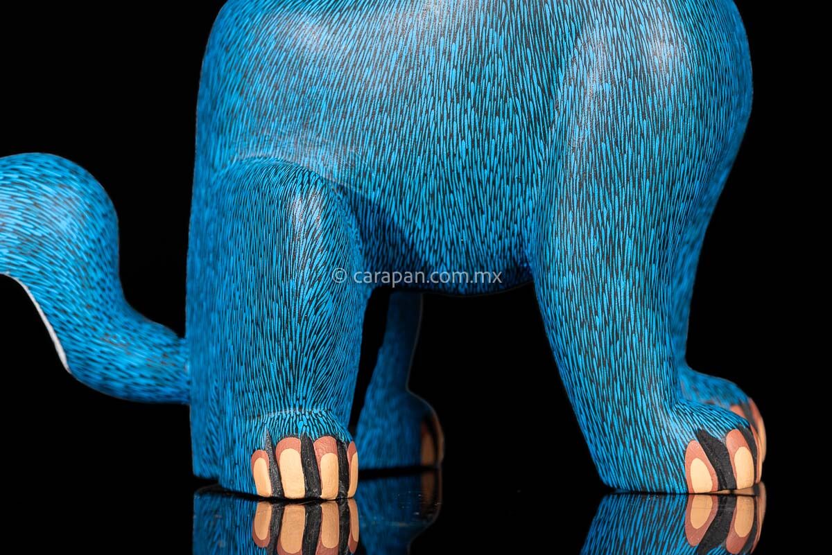 Blue and green tones Oaxacan Copal Wood Carving Rabbit Dog Alebrije Hand made Mexican Folk Art