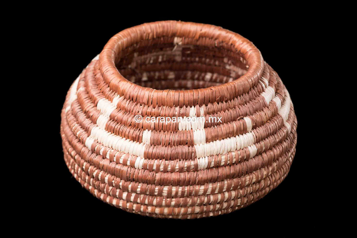 Mexican Basket by Seri indigenous people brown with beige donkeys