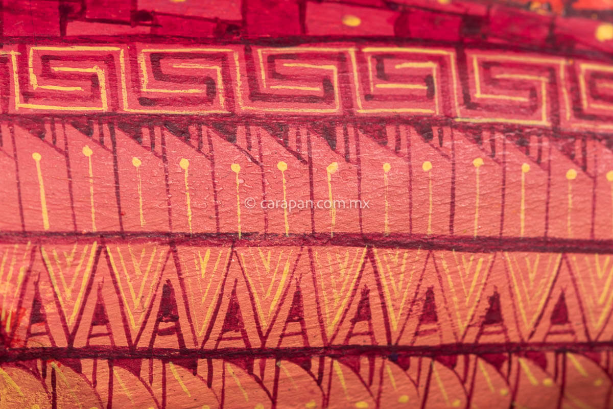 Pink and orange tones Oaxacan Wood Carving Shark Alebrije