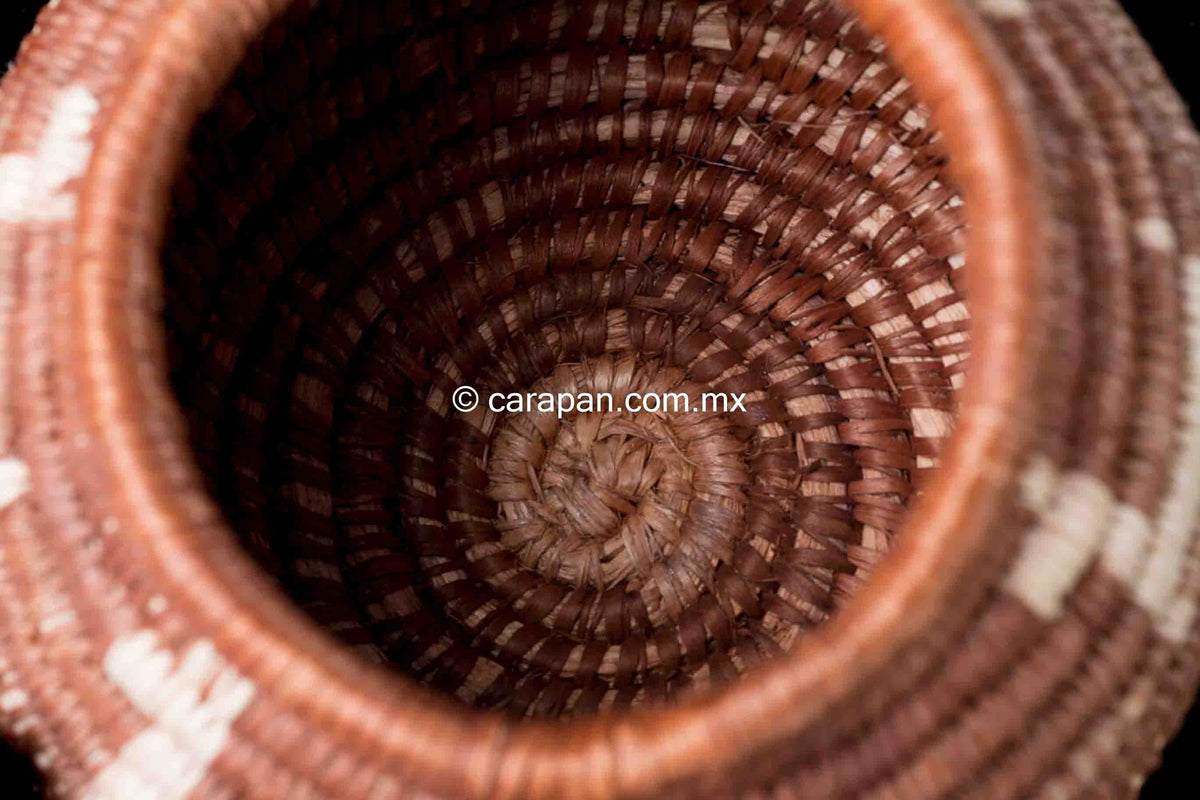 Mexican Basket by Seri indigenous people brown with beige donkeys