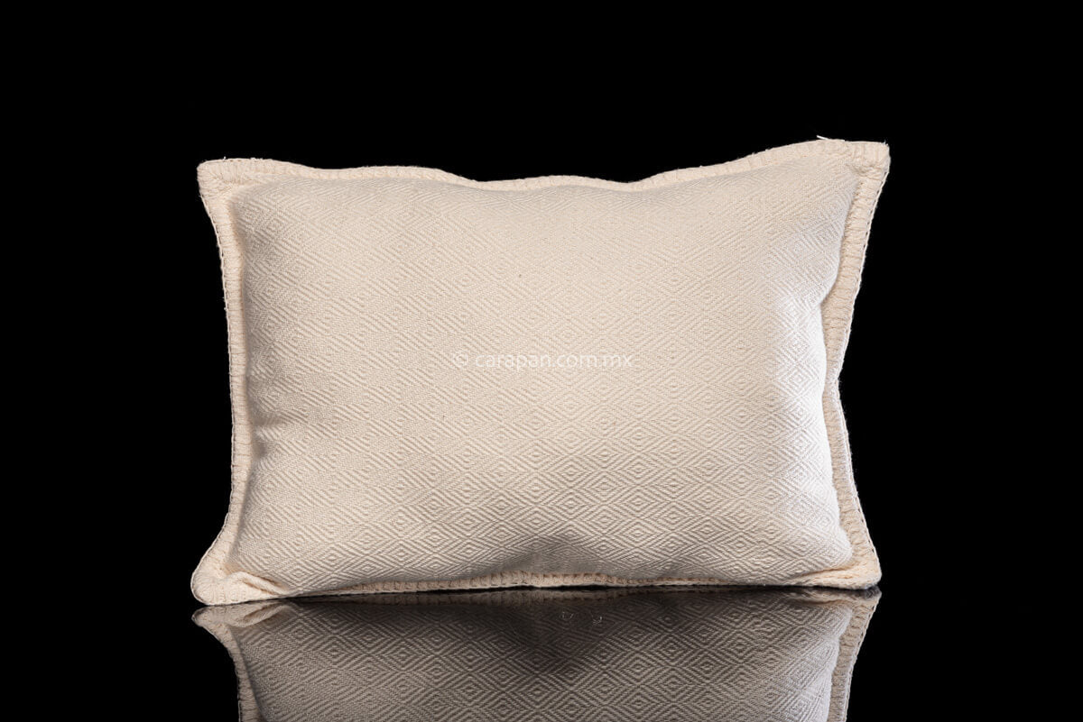 Set of 2 raw cotton rectangular cushion covers with diamonds pattern