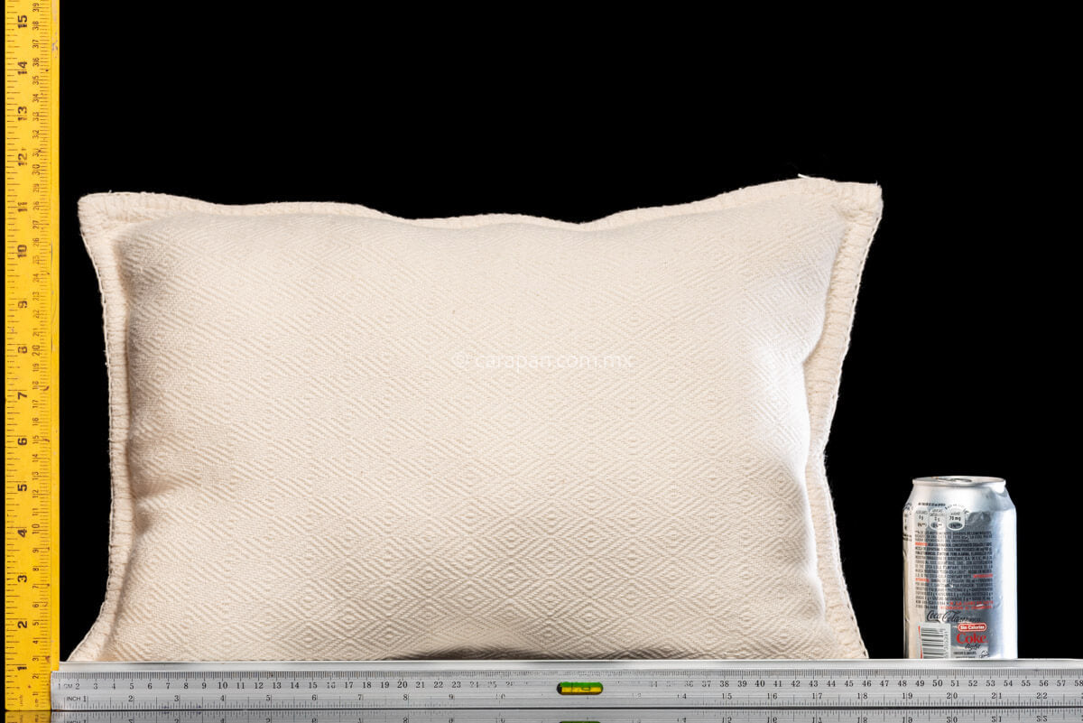 Set of 2 raw cotton rectangular cushion covers with diamonds pattern