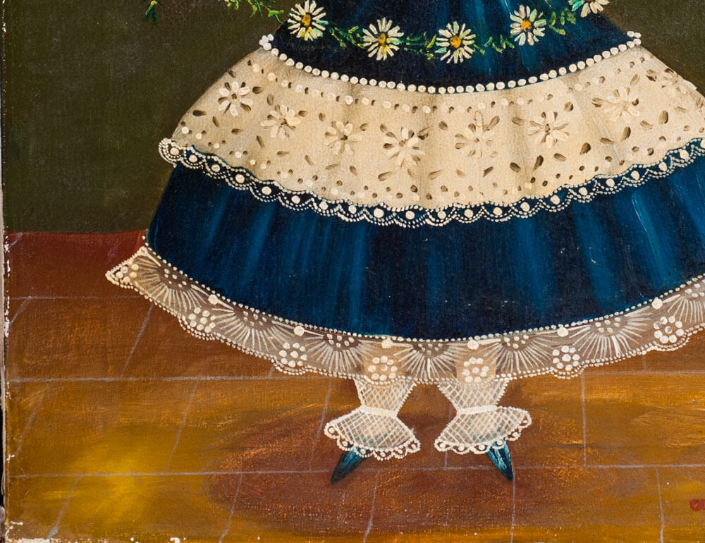 Agapito Labios Mexican Painter Portrait of Girl with Flowers Fine Art
