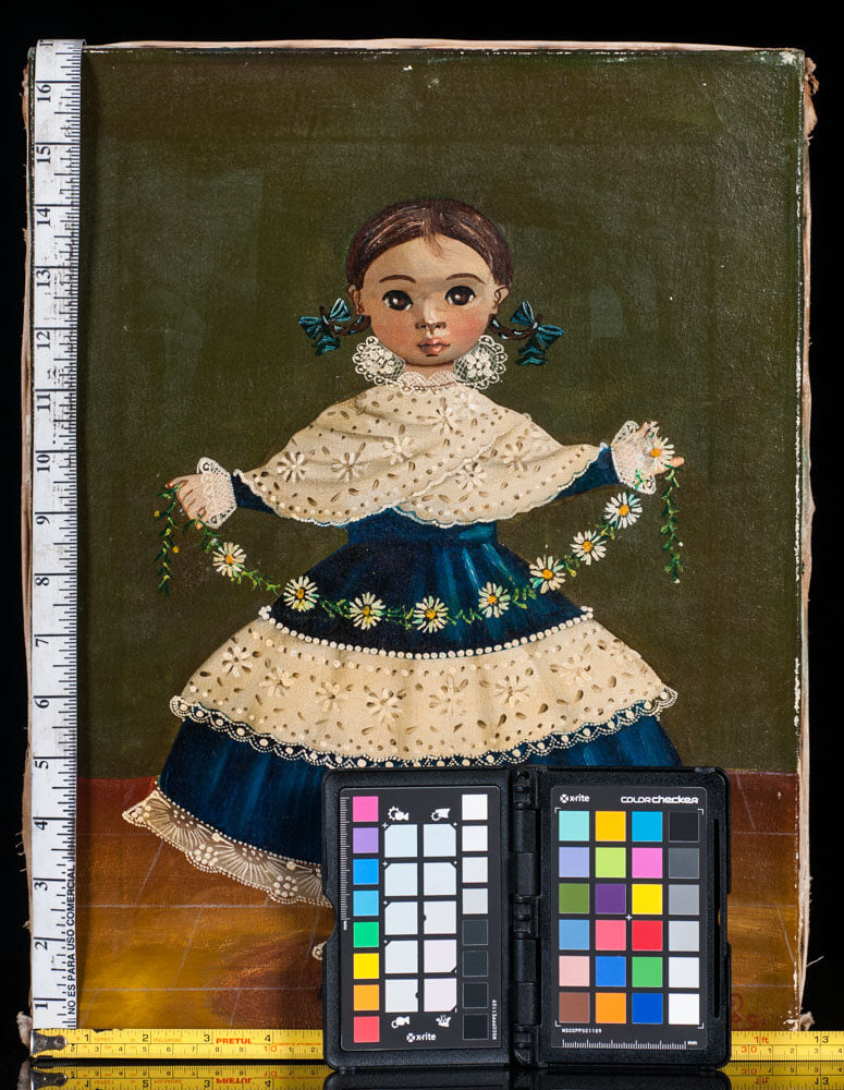 Agapito Labios Mexican Painter Portrait of Girl with Flowers Fine Art