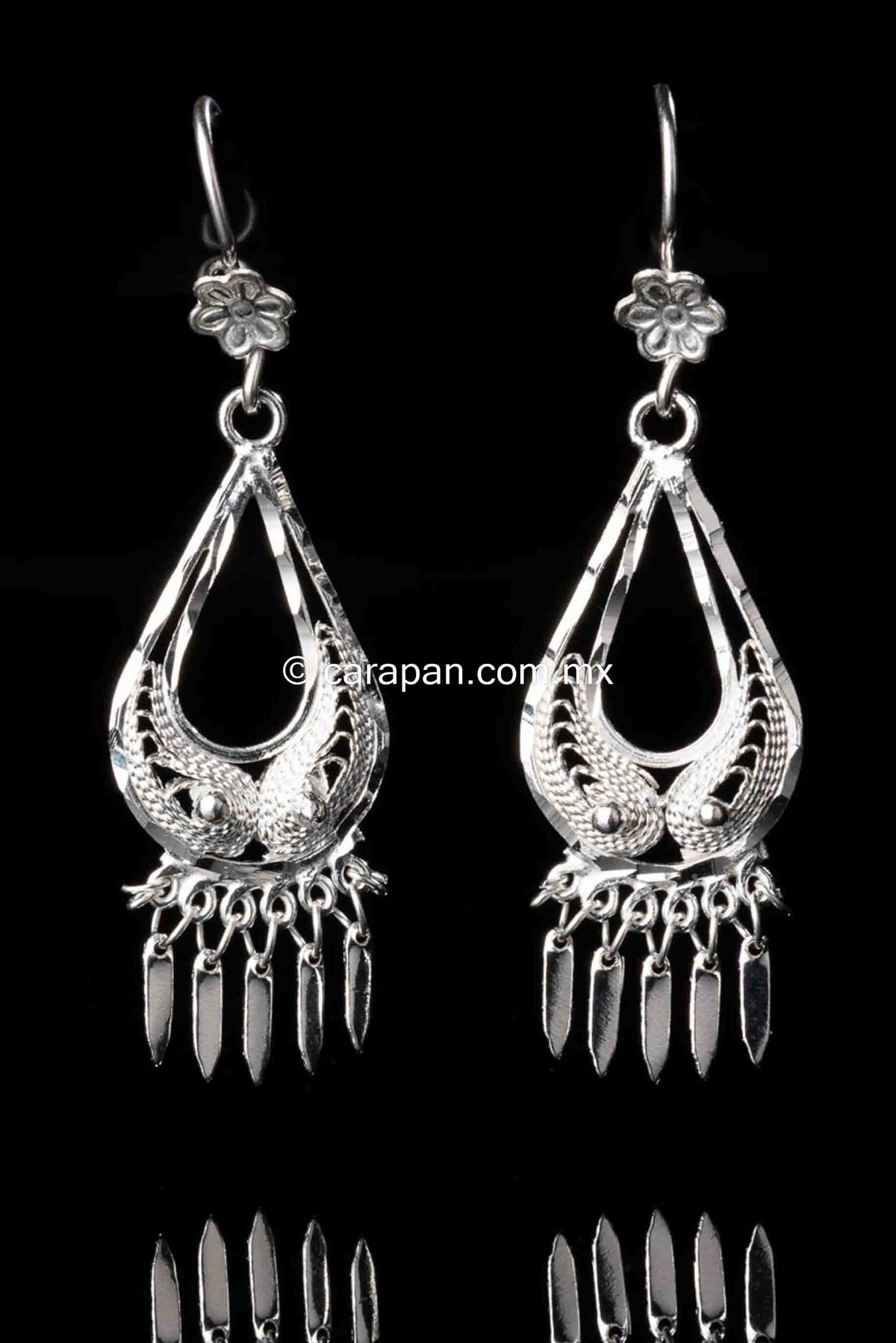 Hollow Teardrop Earrings Mexican Sterling Silver