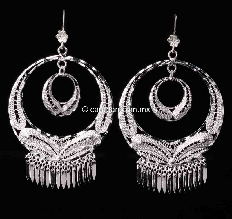 Big Double Circle Earrings Mexican Sterling Silver