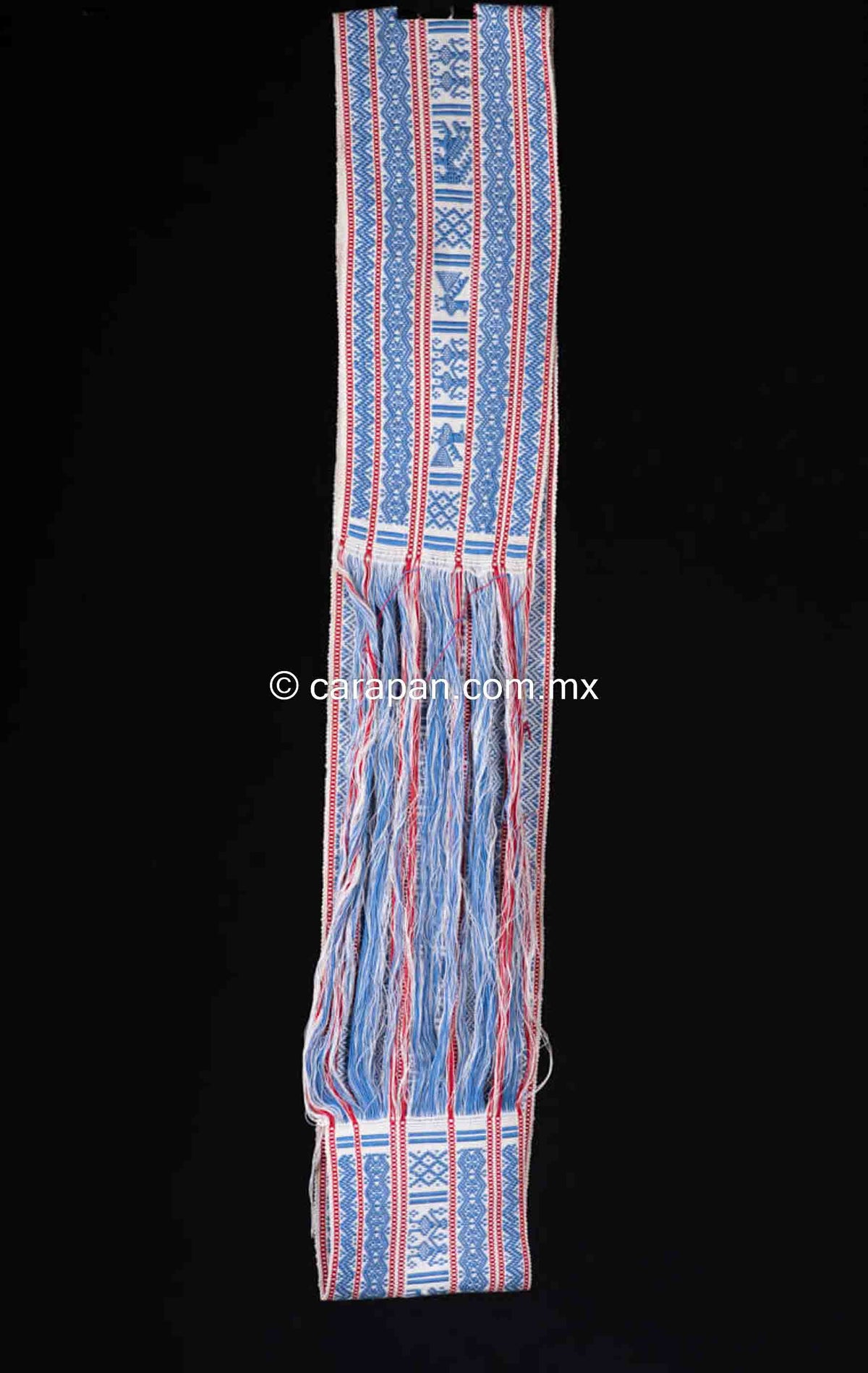 Purepecha Indigenous Belt Award Winning Textile Art Back Strap Loomed Close Up Pattern