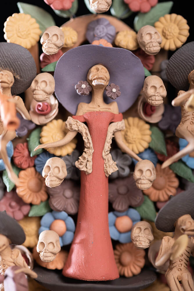 Day of the Dead Catrina Clay Tree of life Mexican Pottery from Metepec