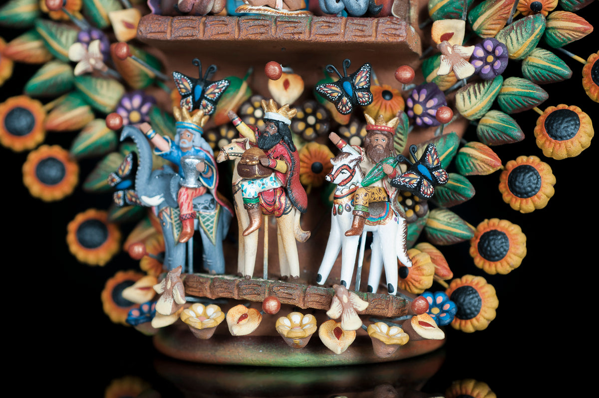 Clay tree of life from Metepec Mexico