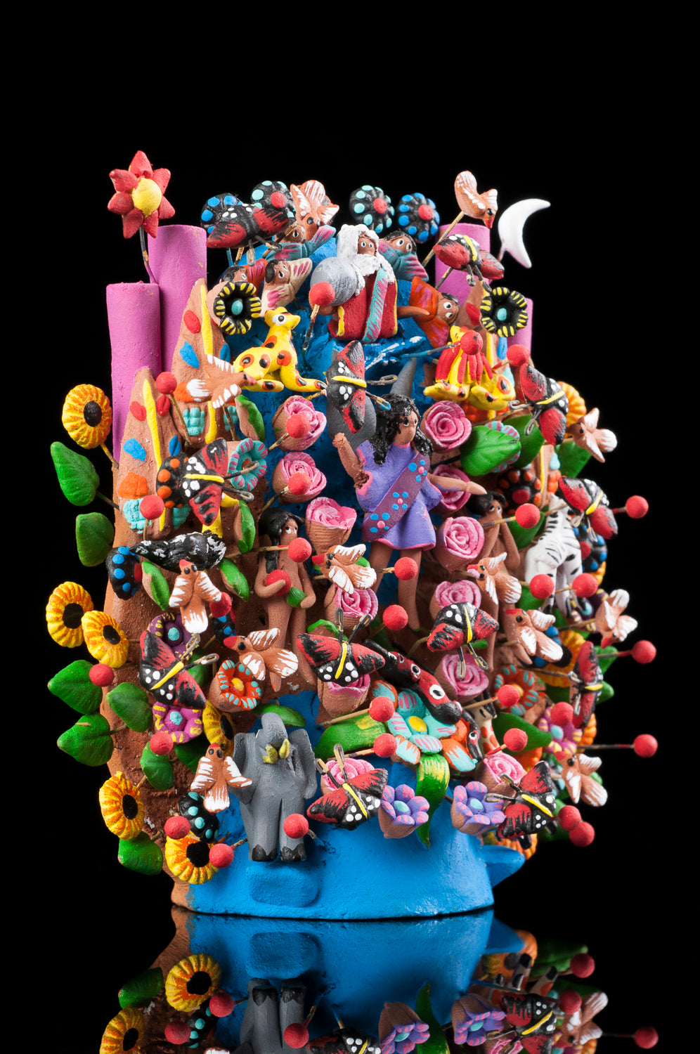 Clay tree of life from Metepec Mexico