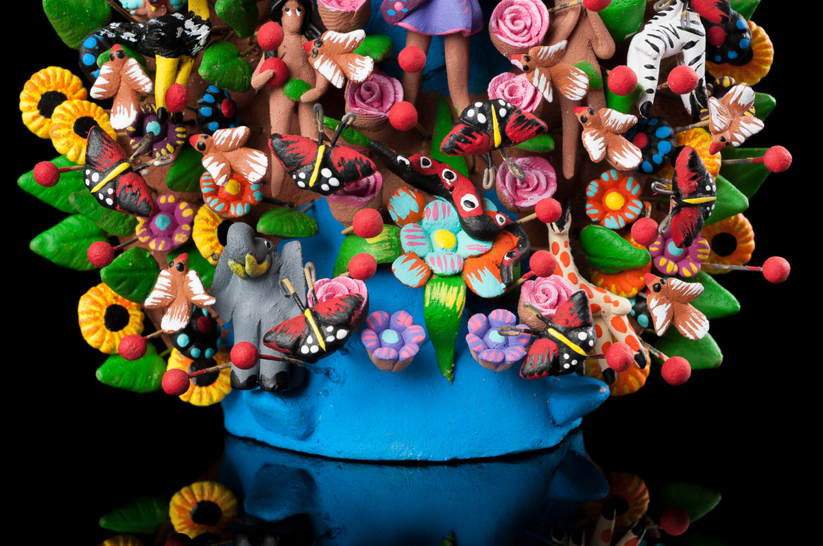 Clay tree of life from Metepec Mexico