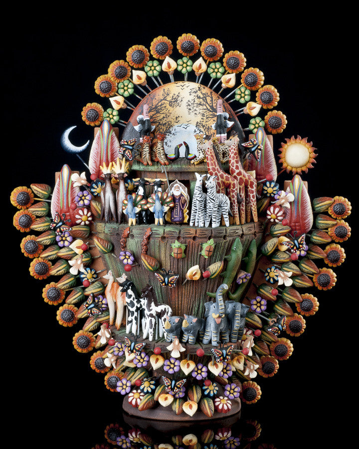 Clay tree of life from Metepec Mexico