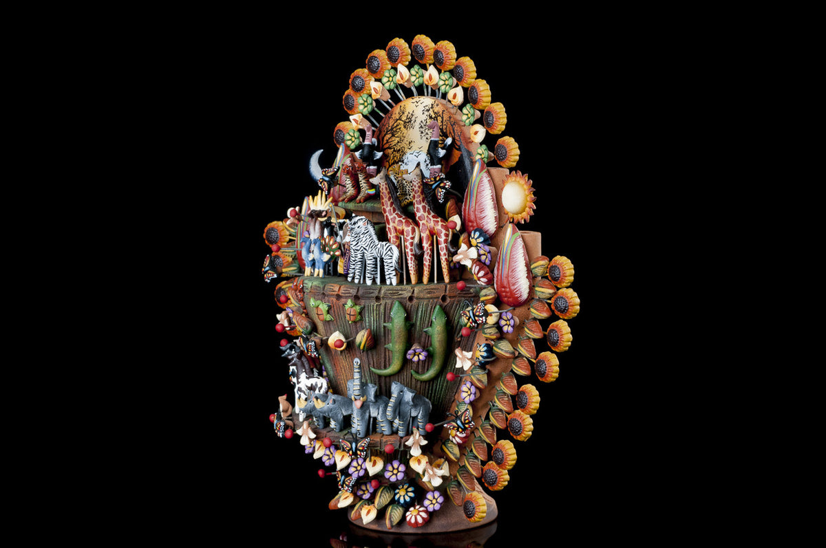 Clay tree of life from Metepec Mexico