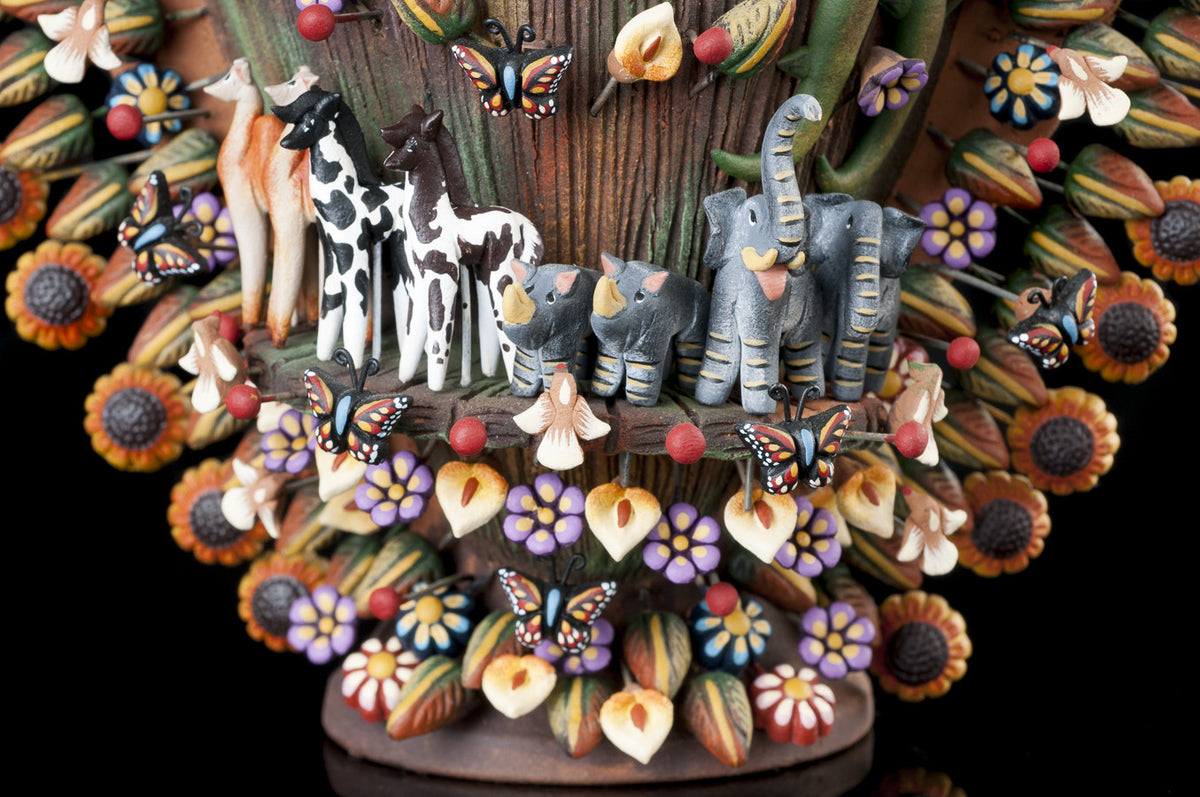 Clay tree of life from Metepec Mexico