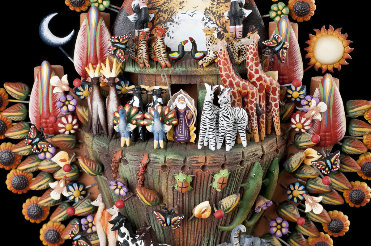 Clay tree of life from Metepec Mexico