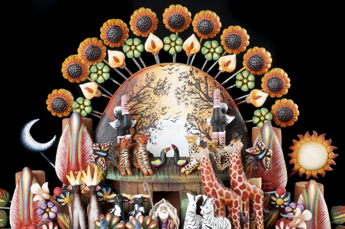 Clay tree of life from Metepec Mexico