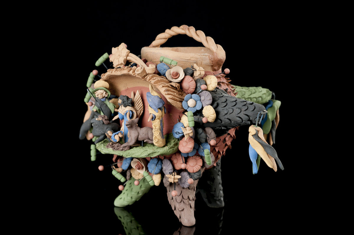 NATIVITY ON A CLAY PIÑATA TREE OF LIFE STYLE POTTERY FROM METEPEC MEXICO