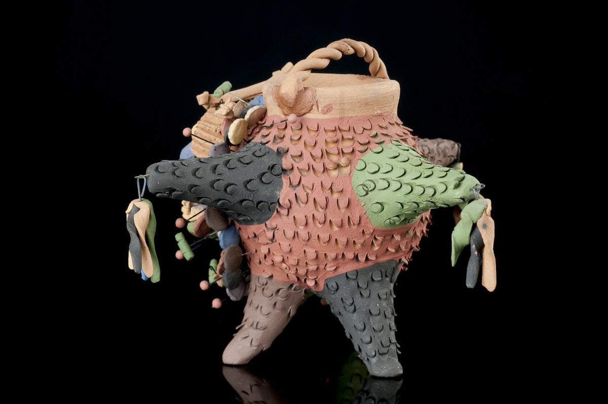 NATIVITY ON A CLAY PIÑATA TREE OF LIFE STYLE POTTERY FROM METEPEC MEXICO