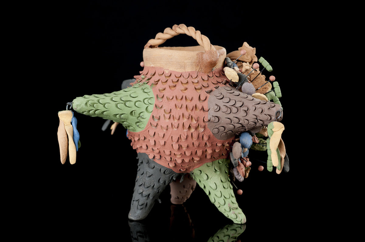 NATIVITY ON A CLAY PIÑATA TREE OF LIFE STYLE POTTERY FROM METEPEC MEXICO