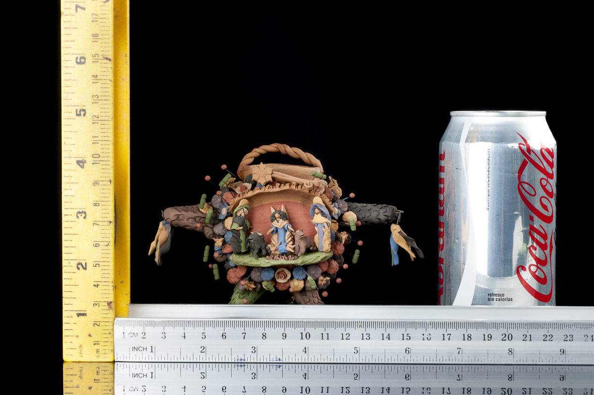 NATIVITY ON A CLAY PIÑATA TREE OF LIFE STYLE POTTERY FROM METEPEC MEXICO