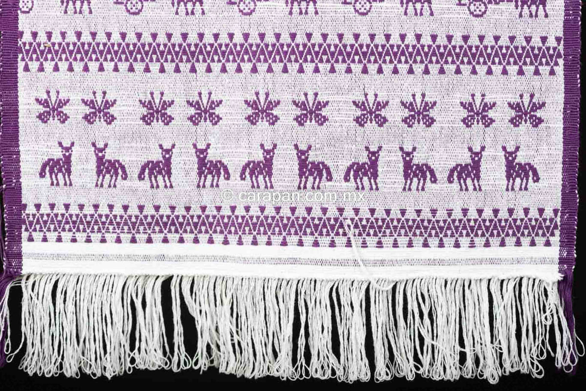 Purple Mexican Textile Runner From San Mateo del Mar with Traditional Oaxacan Patterns