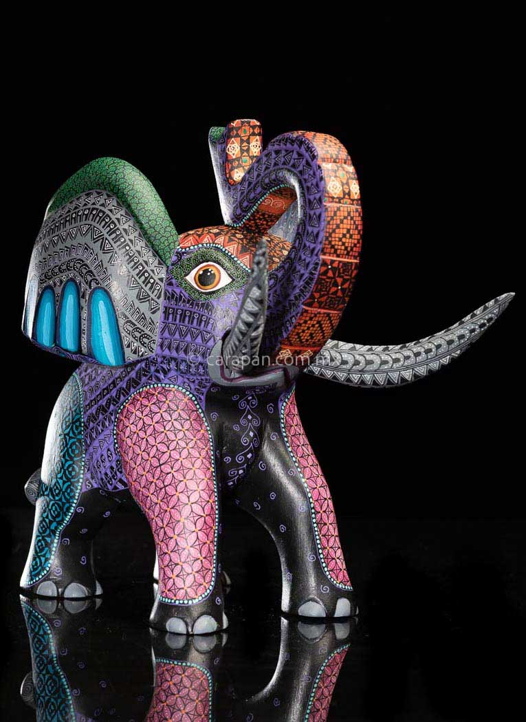 Elephant Oaxacan Wood Carving Coco Style Alebrije