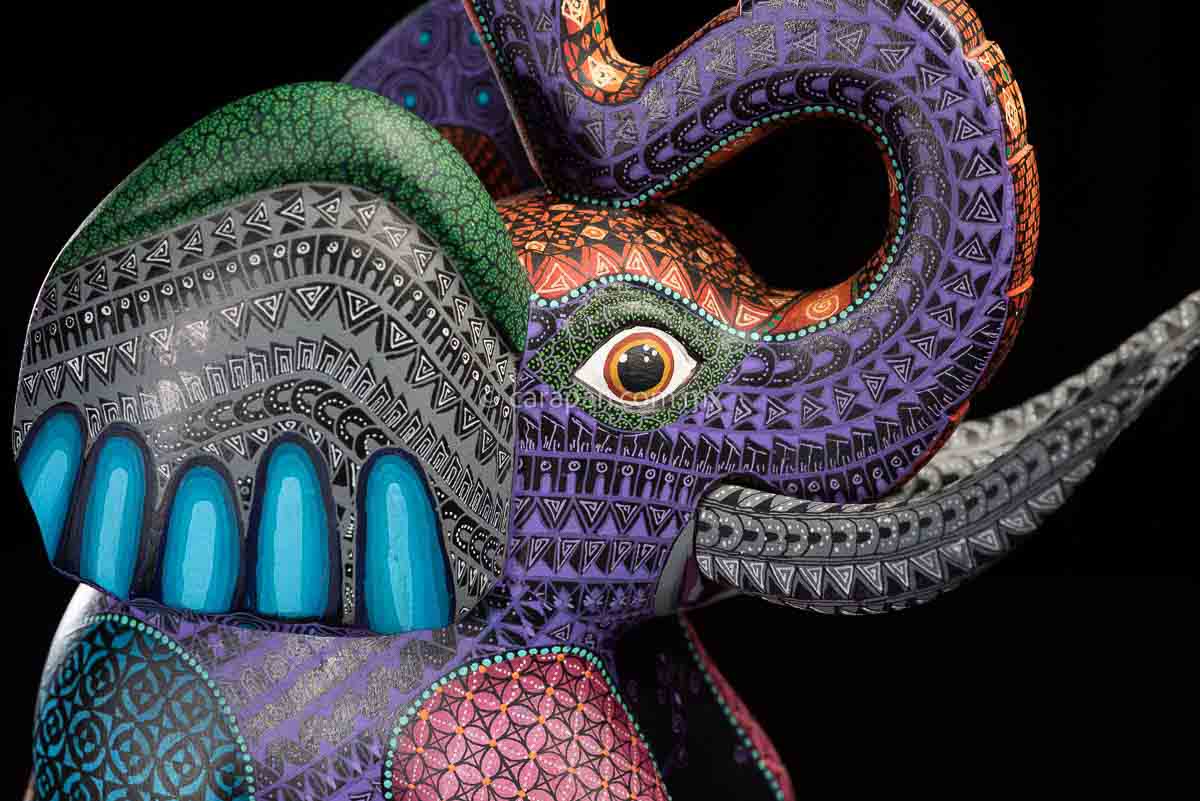 Elephant Oaxacan Wood Carving Coco Style Alebrije