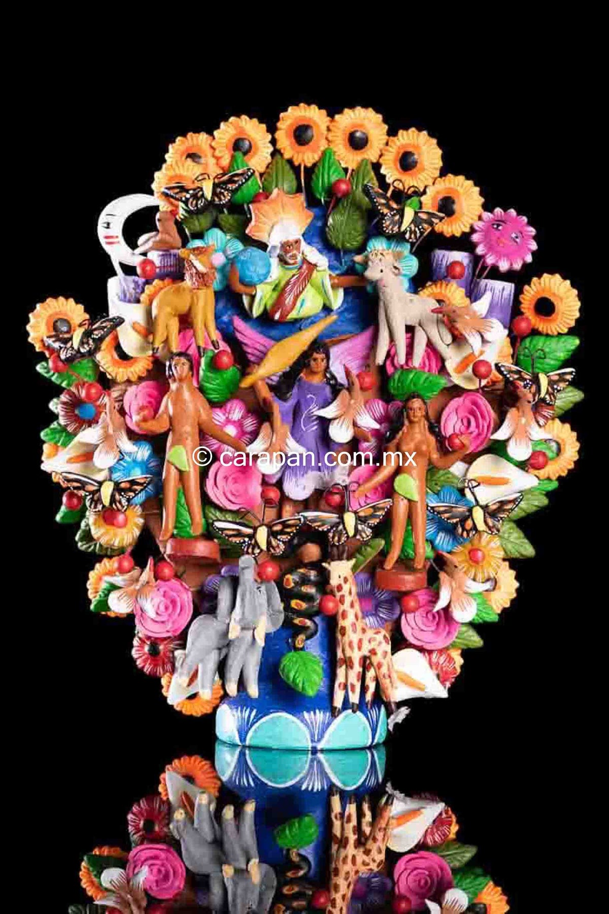 Clay tree of life from Metepec Mexico