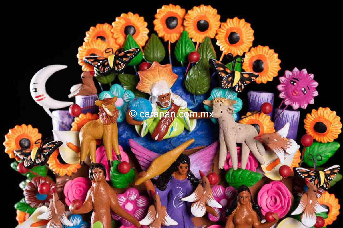 Clay tree of life from Metepec Mexico