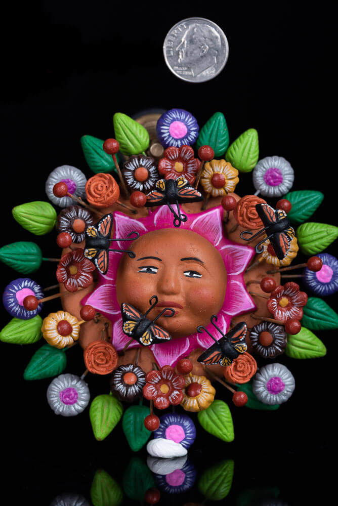 Hand Painted Wall Hanging Sun Mexican Folk Pottery Art from Metepec