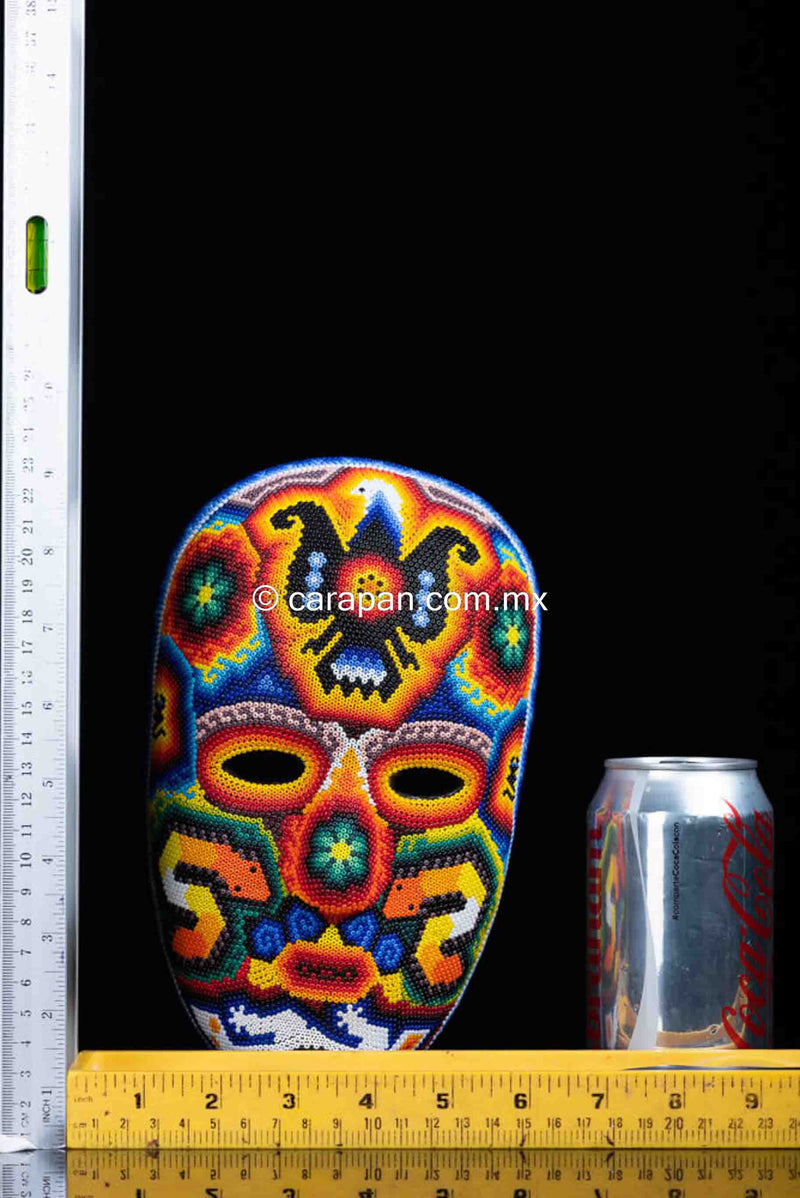 Mexican Huichol Beaded Mask with Eeagle, Snakes & Sacred Symbols