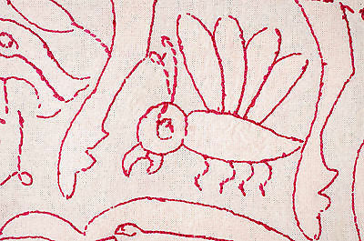 FUCSIA TABLE RUNNER OTOMI TEXTILE HAND EMBROIDERED MEXICAN FOLK ART