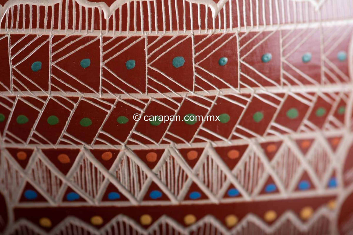 Mata Ortiz Ceramic Pot with Owls Sgraffito Technique