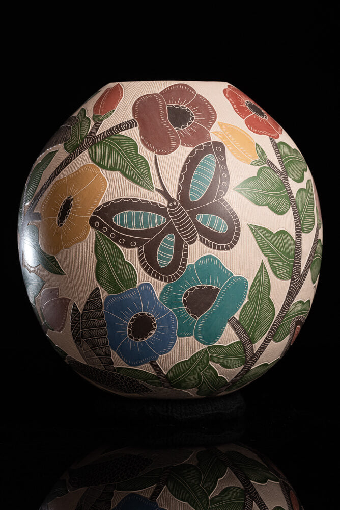 Mata-ortiz-pot-with-flowers-and-birds
