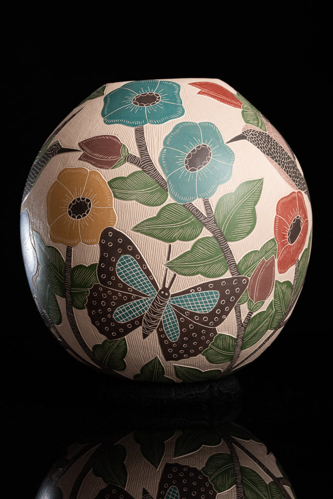 Mata-ortiz-pot-with-flowers-and-birds