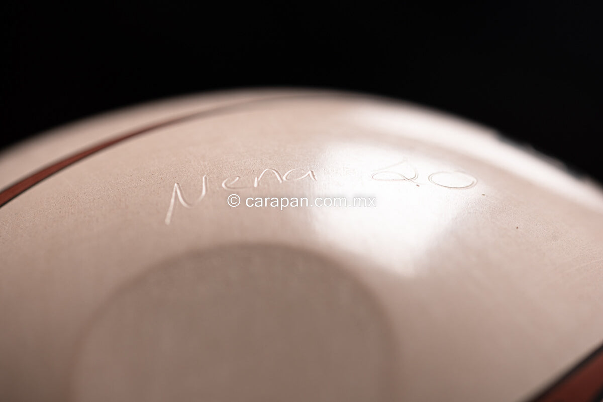 Mata Ortiz Ceramic White Sphere Pot Mexican Folk Art